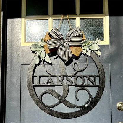 Last name door sign Initial Door Wreath Personalized front door