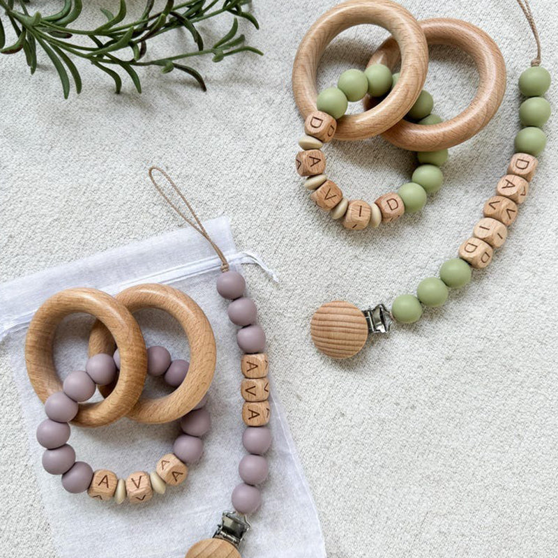 Customized Pacifier Clip and Rattle set|Custom Baby shower Gift
