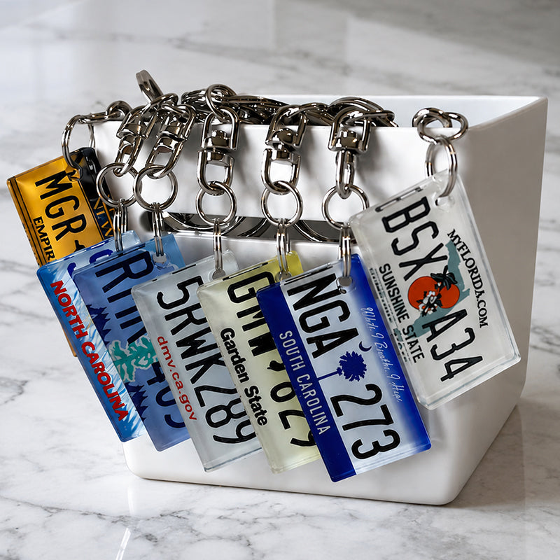 Personalized State License Plate Keychain Custom Acrylic Car Keyring