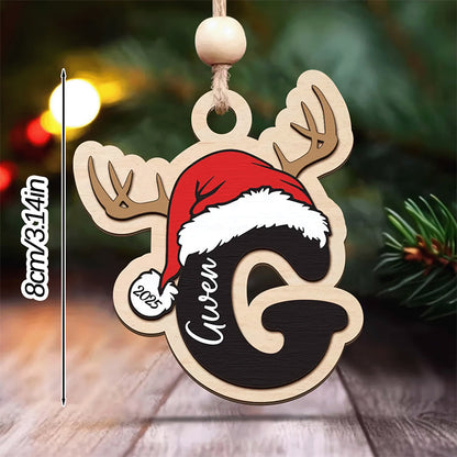 Personalized Name/Initials Christmas Reindeer & Tree Pendant