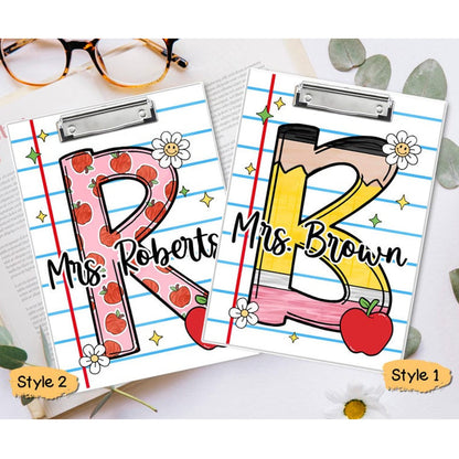 Personalized Teacher Clipboard,Teacher Initial Name Gift