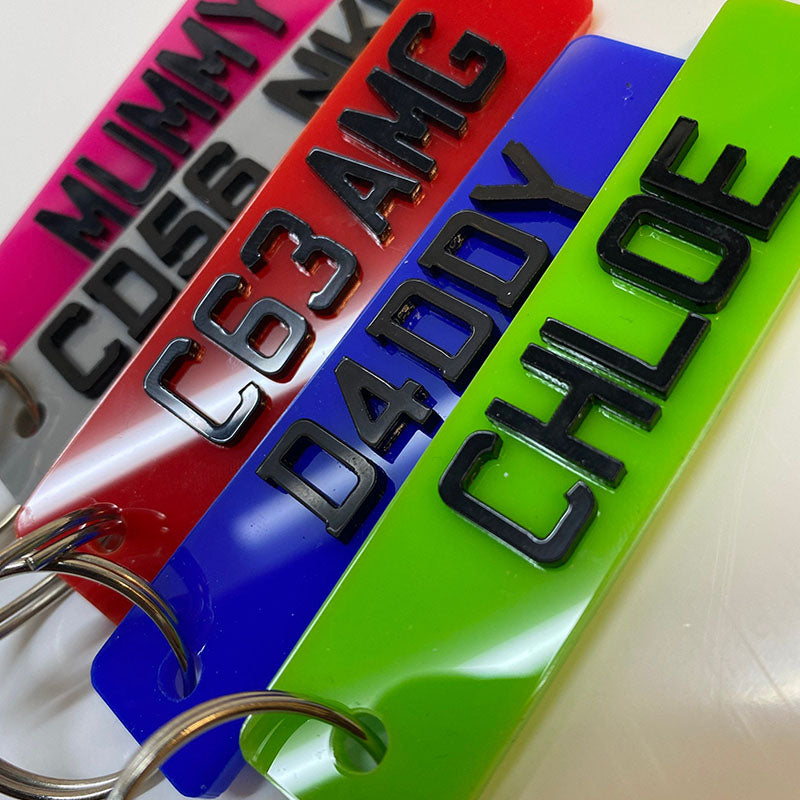 4D number plate key ring