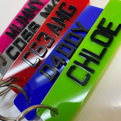 4D number plate key ring