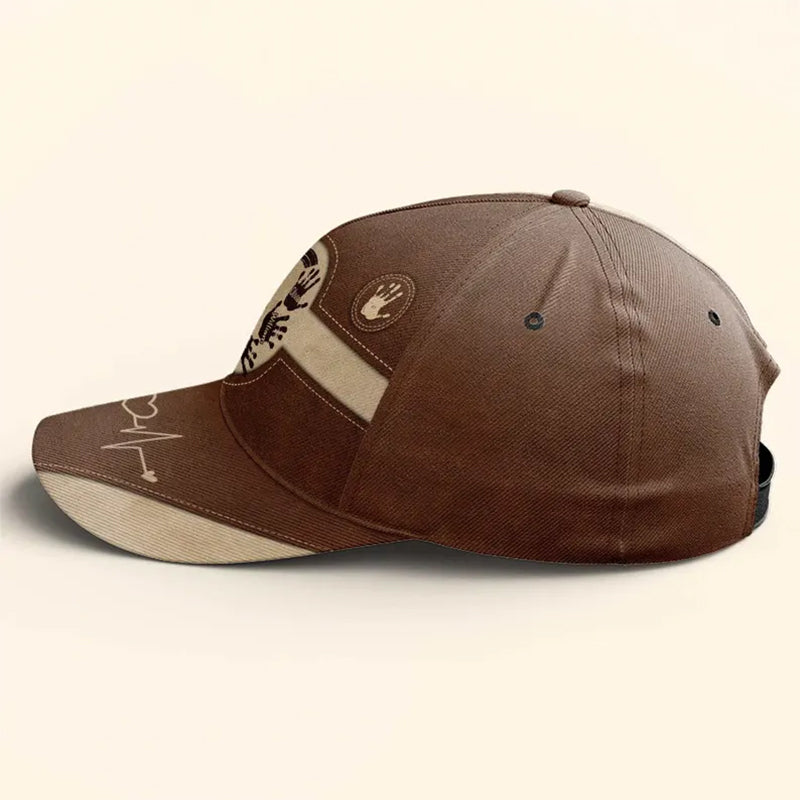 Personalized Grandpa Dad Kids Handprints Classic Cap, Father's Day Gift For Dad