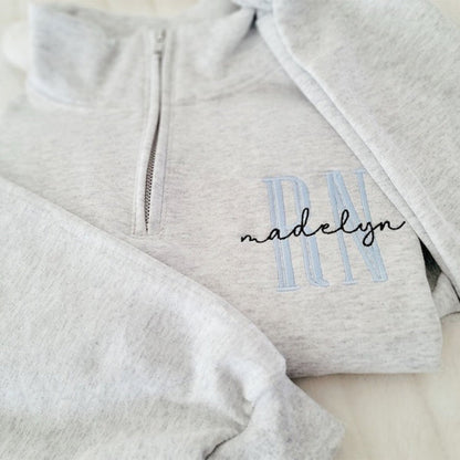 Nurse Custom Quarter Zip Sweatshirt-Jerzees Nublend Quarter Zip-Custom Embroidered