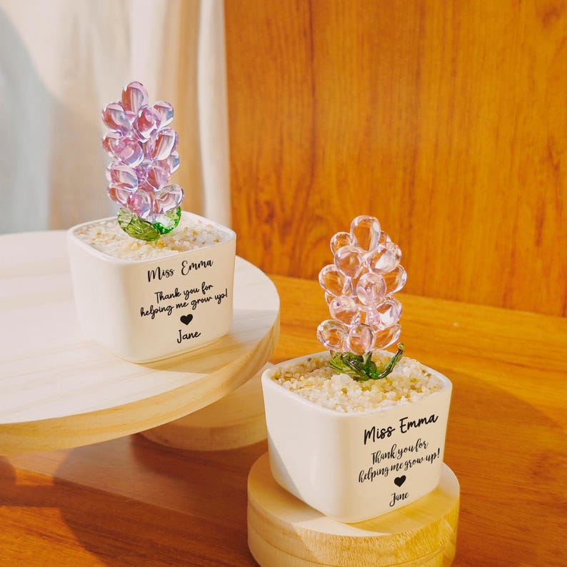 Stained Glass Succulent Cactus, Custom Potted Plant Figurine, Teacher Appreciation Gift