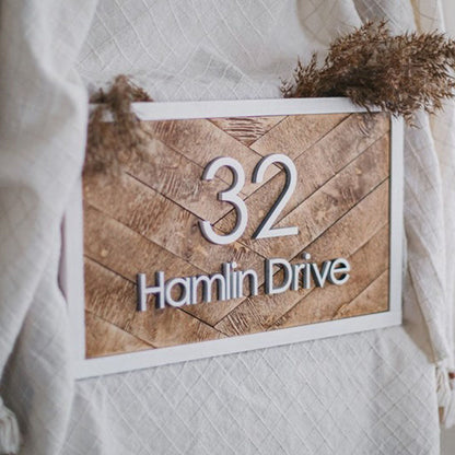 Square House Address Sign Home Decor