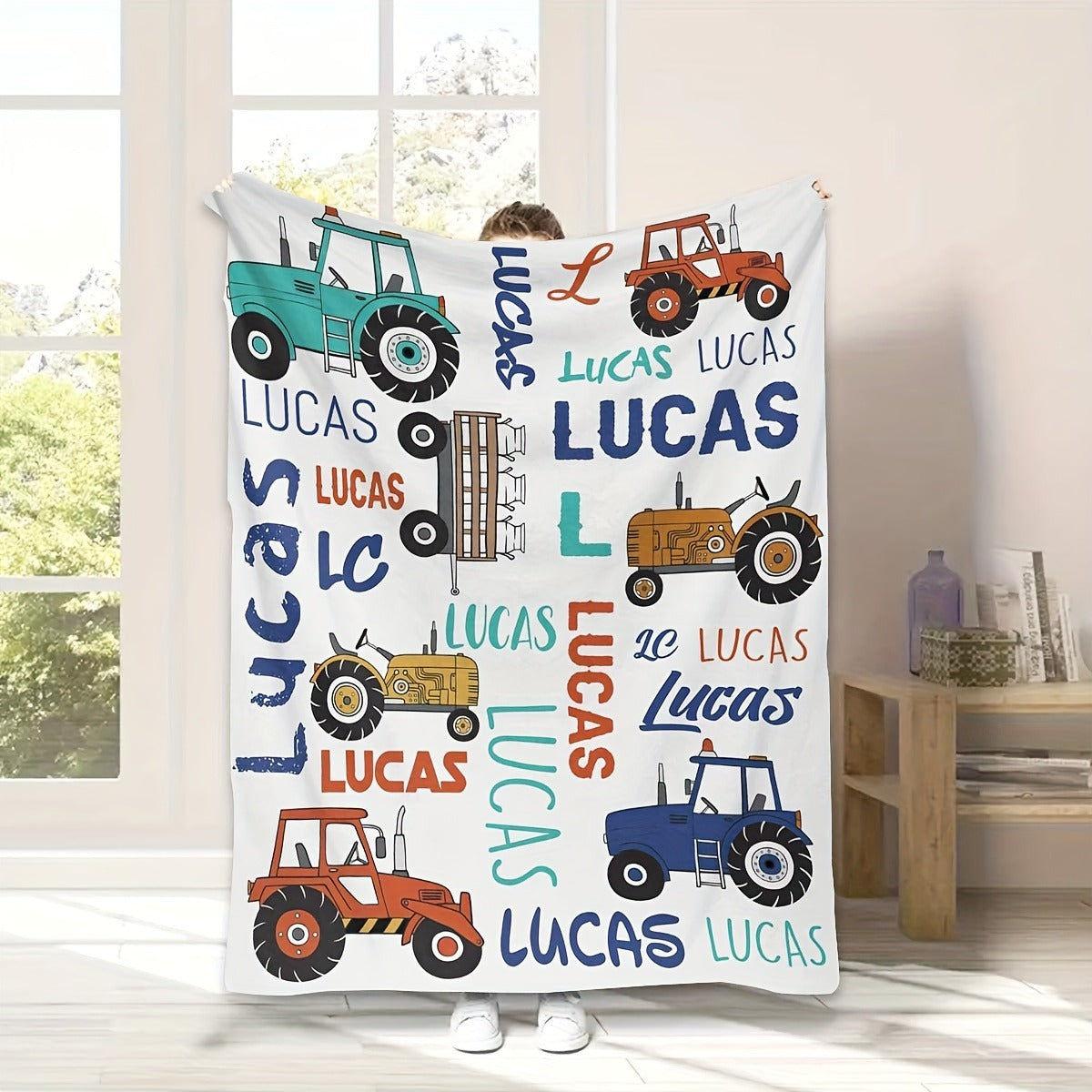 Creative Color Truck Customized Name Blanket
