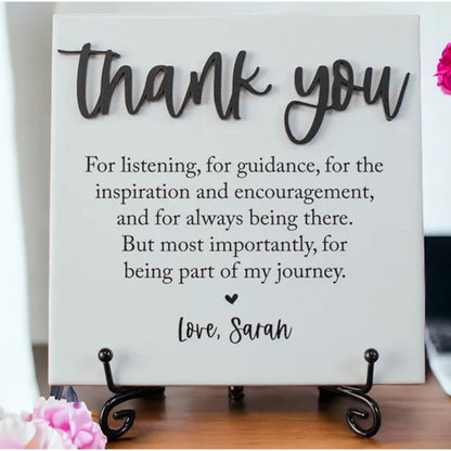 3D Custom Thank You Ceramic Tile Plaque With Stand, Thank You Mentor Sign