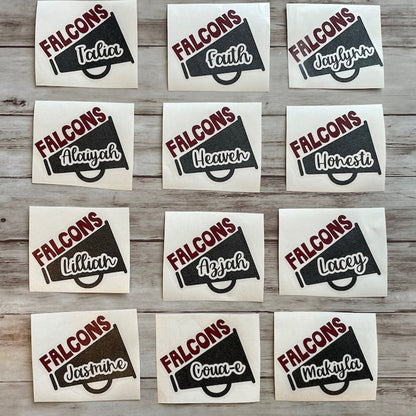 Personalized Baseball Softball Soccer Football Cheer Number Sticker