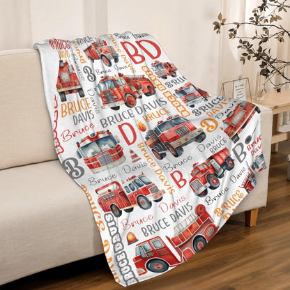 Custom Fire Engine Name Blanket