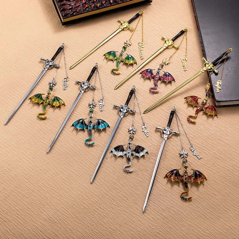 Personalized Dragon Sword Bead Star Fantasy Bookmark