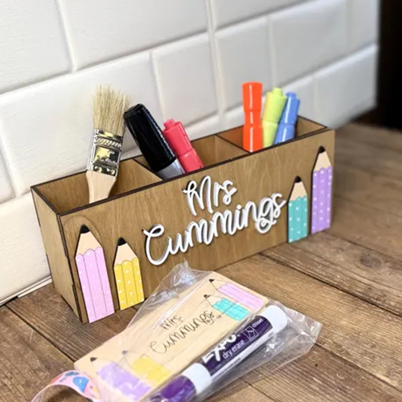 Personalized Pencil Teacher Desk Organizer, Custom Teacher Desk Caddy
