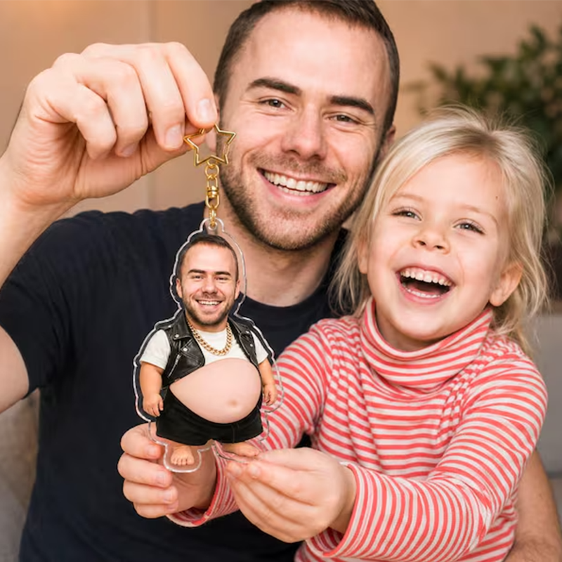 Personalized Dad Squeeze Belly Magnet, Funny Fridge Gift for Dad