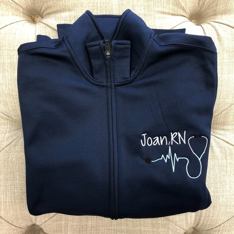 Monogrammed Nurse Full Zippered Jacket Sweatshirt