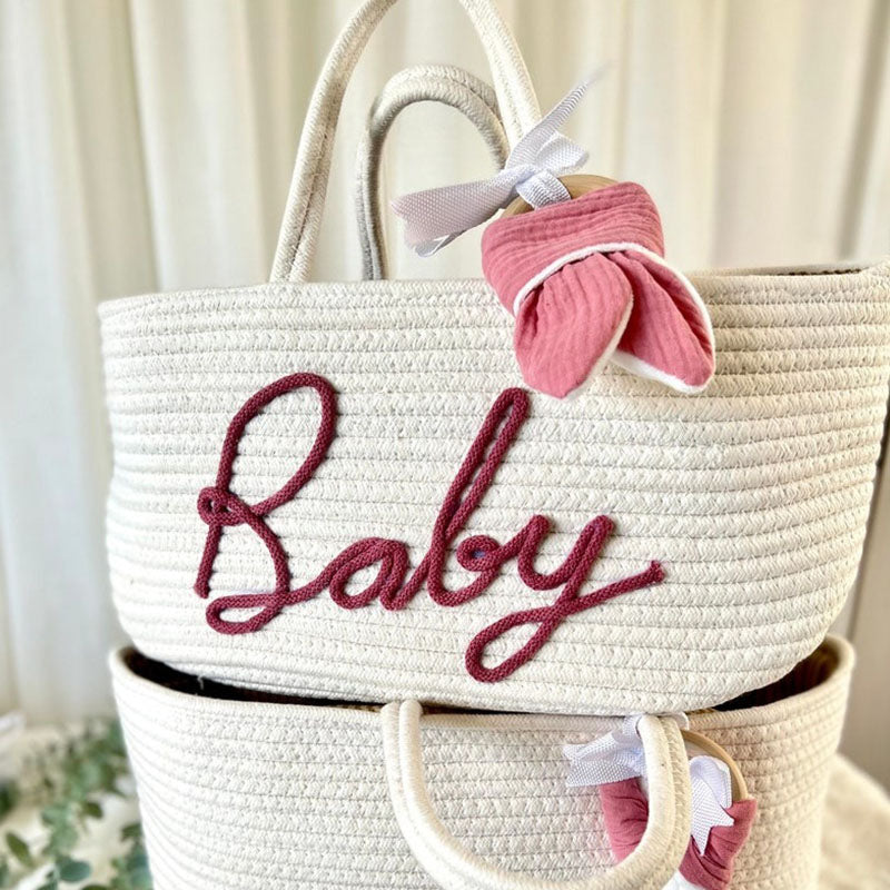 Cotton Woven Rope Personalized Baskets Customized Baby Shower Gift