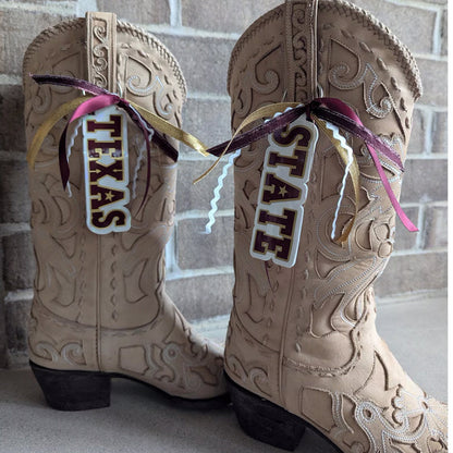 Custom College GameDay Boot Clips with Bows & Ribbons (Pair)