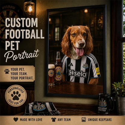 Custom Football Dog Portrait | Personalised Pet Print for Football Fans