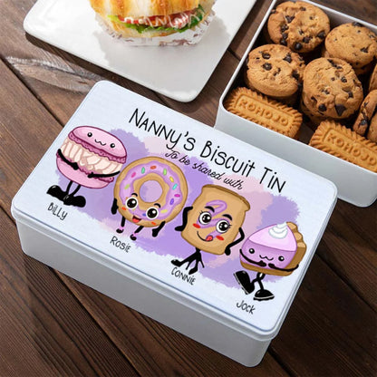 Personalized Food Grade Metal Pink Characters Biscuit Tin