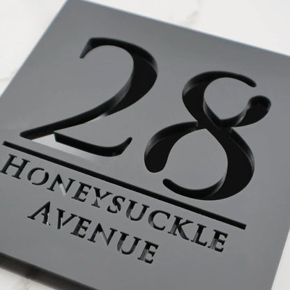 Laser Cut Matt Black & Copper Mirror Floating House Signs Door Number Sign Plaque