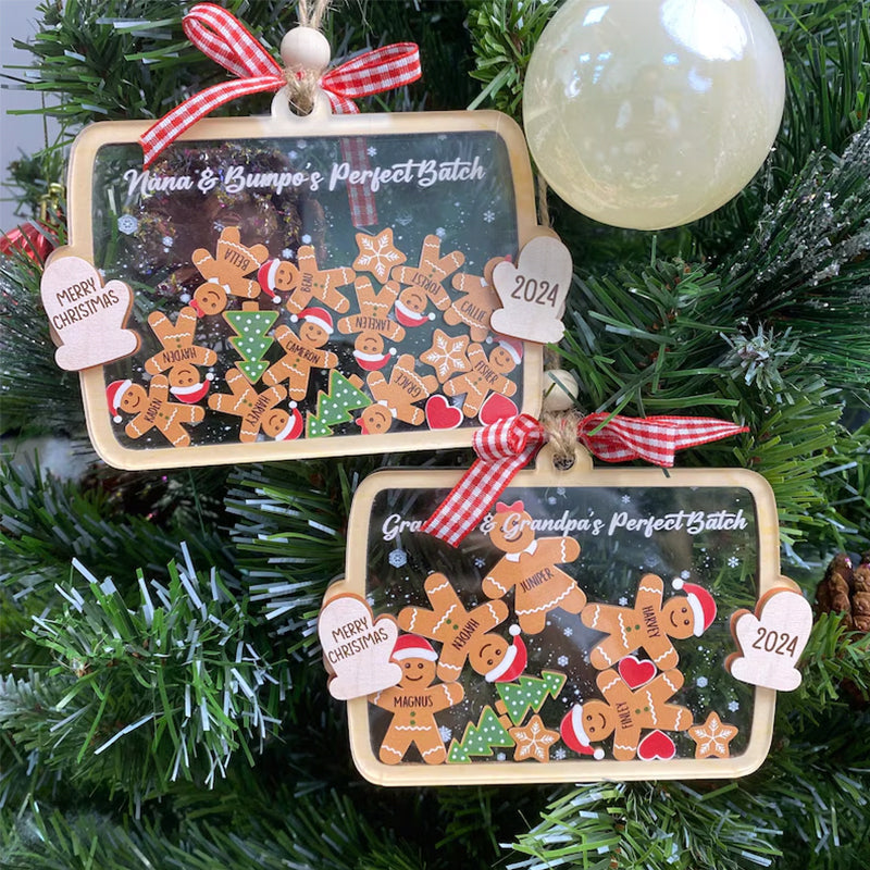 Custom Family Member Shaker Ornament, Custom Gingerbread Family Ornament