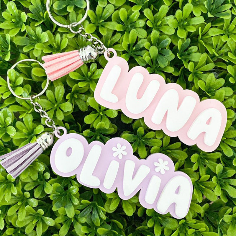 Personalized Keychain, Acrylic Name Tag, Pastel Keychains