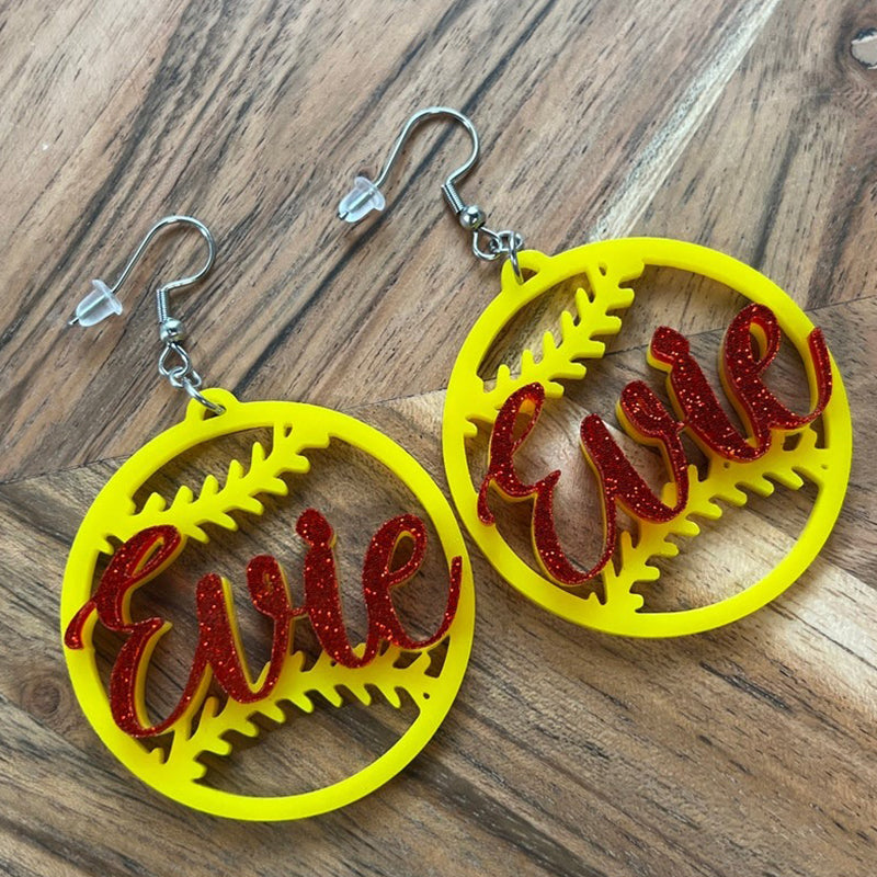 Baseball Earrings with Player Name and Number