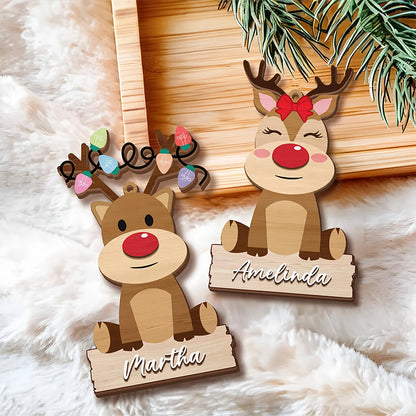 Personalized Christmas Reindeer Pendant - Custom Name/Text