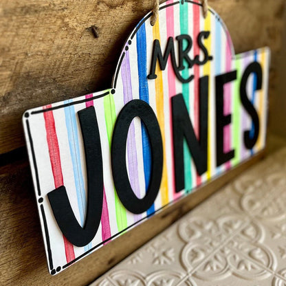 Personalized Teacher Door or Wall Sign, Classroom Sign, 3D or Print Teacher Name Sign