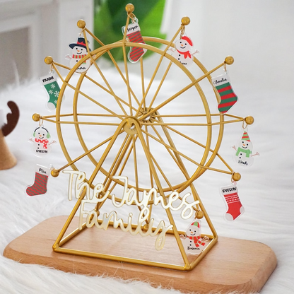 Personalized family Ferris wheel, family name hanging ornament with name