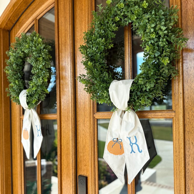 Preppy Fall Monogram Wreath Sash for Front Door