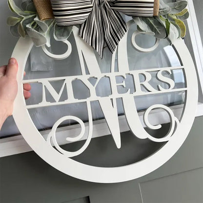 Last name door sign Initial Door Wreath Personalized front door