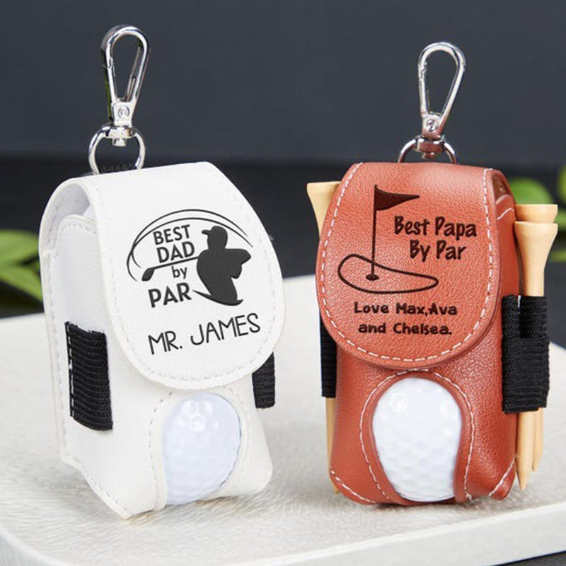 Leather Personalized Golf Ball Bag-Golf Ball And Tees Holder-Golf Holder-Accessories