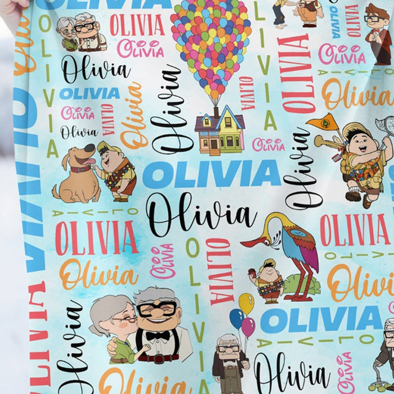 Personalized Watercolor Disney Pixar Up Movie Blanket
