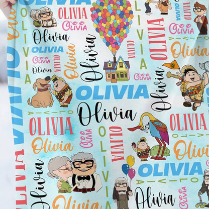 Personalized Watercolor Disney Pixar Up Movie Blanket