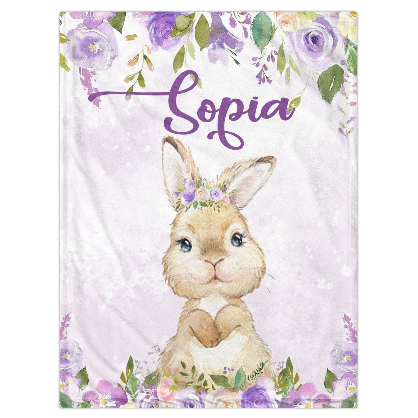 Personalized Rabbit Print Easter Blanket with Name