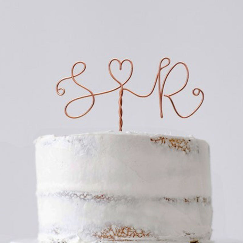 Arrow Initials Cake Topper Rustic Wire Personalized Custom Chic Name