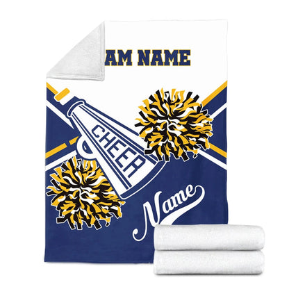 Personalized Cheerleading Blanket, Custom Name Soft Cozy Sherpa Fleece Throw Blankets