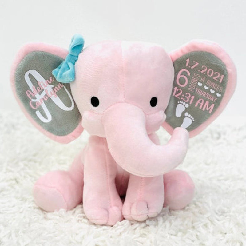 Personalized elephant, stuffed animal gift, baby shower gift, newborn gift