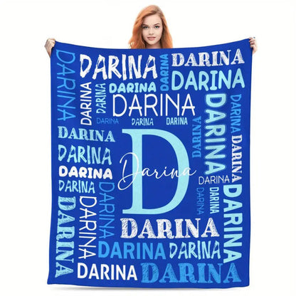 Custom Name Personalized Knit Fabric Throw Blanket