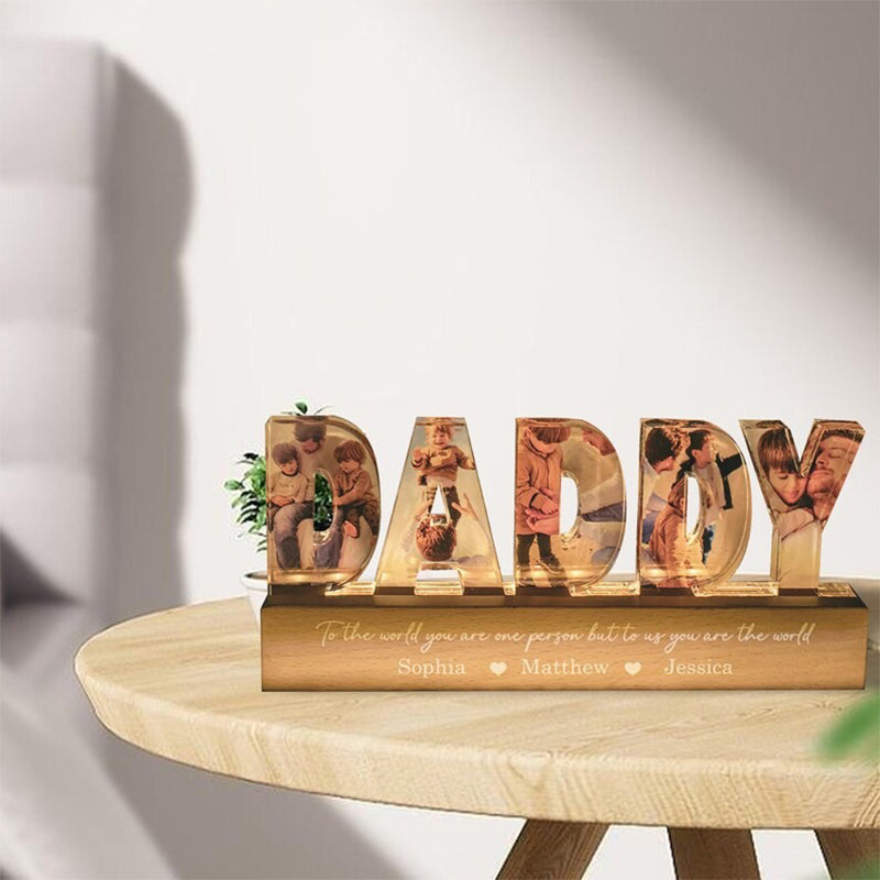 Daddy To Us You Are The World Photo Collage Personalized LED Night Light