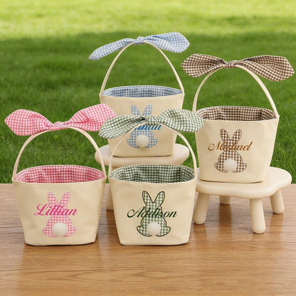 Personalized Easter Basket, Embroidered Name, Bunny Rabbit Basket