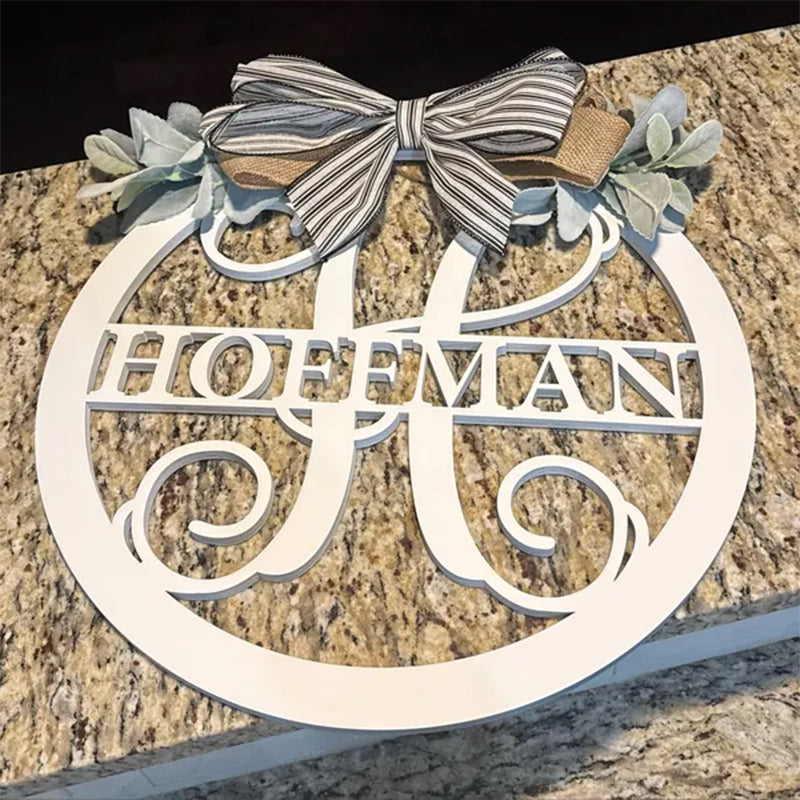 Last name door sign Initial Door Wreath Personalized front door