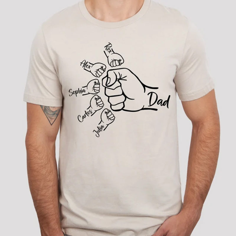 Custom Fist Bump Dad Shirt, Dad Shirt With Kids Names