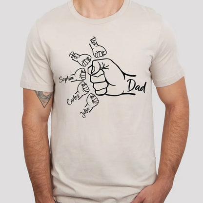 Custom Fist Bump Dad Shirt, Dad Shirt With Kids Names