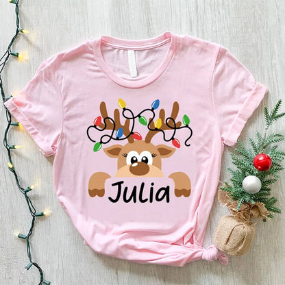 Reindeer Family Christmas Shirt,Personalized Christmas Family Shirt