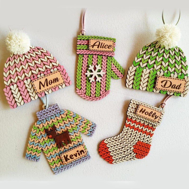 Christmas Winter Mitten, Stocking, Sweater, Customizable Christmas Ornament