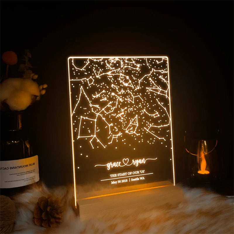 Custom star map by date, Engagement star light