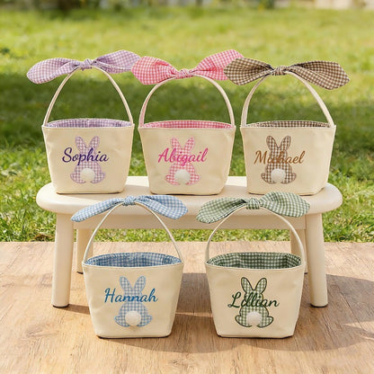 Personalized Easter Basket, Embroidered Name, Bunny Rabbit Basket