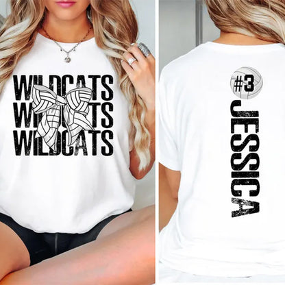 Comfort Colors  Volleyball Bow Shirt, Personalized Volleyball Shirt